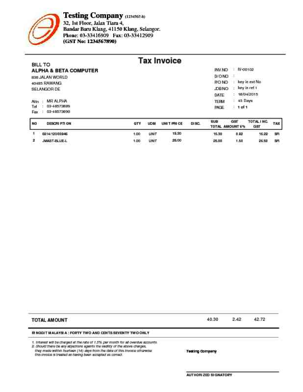 10 Tax Invoice
